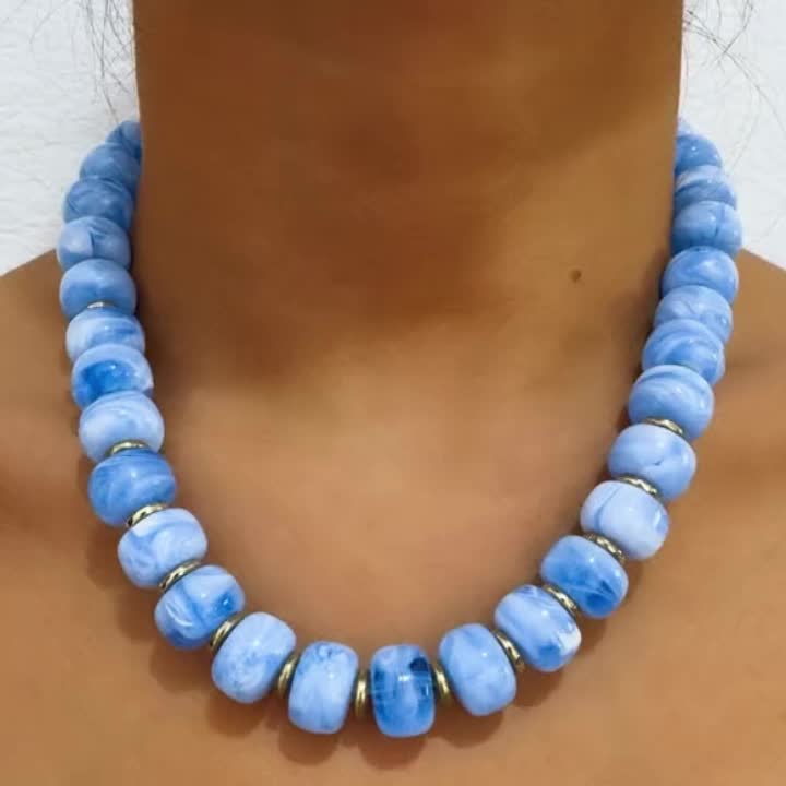 Women's Unique Geometric Flat Round Bead Splicing Necklace